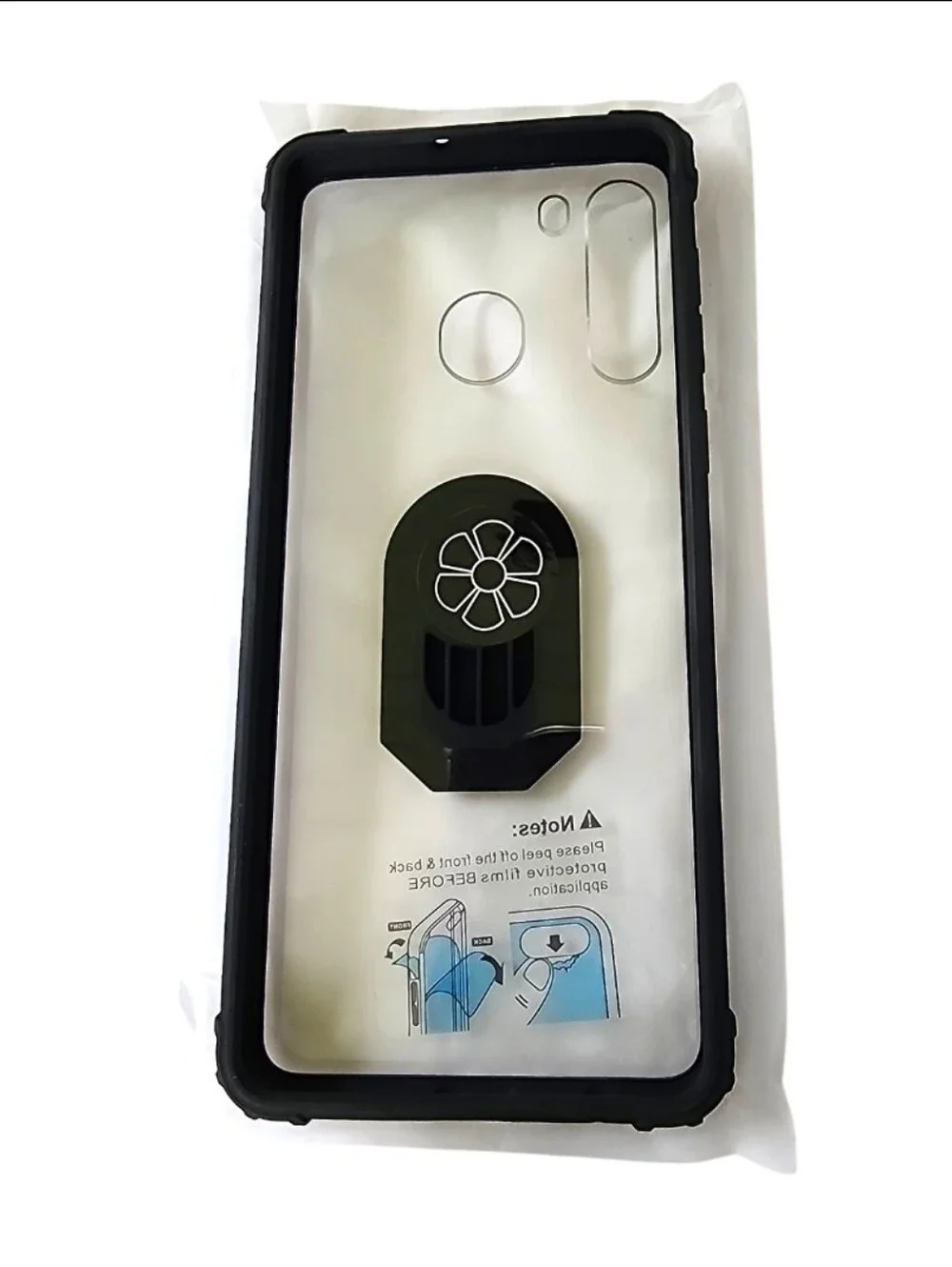 Clear Phone Case w/ Black Rim & 2 Screen Protectors - Samsung Galaxy A21